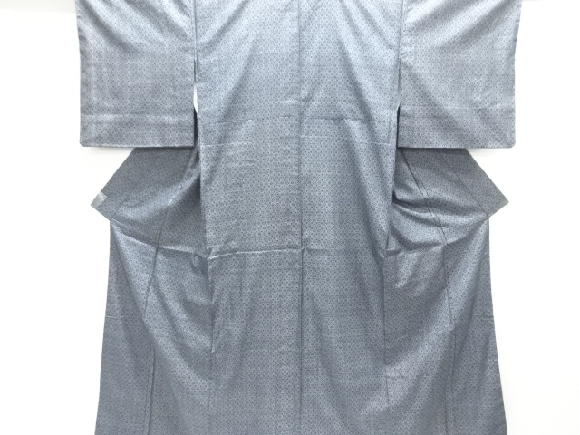 JAPANESE KIMONO / ANTIQUE KIMONO / TAISHO ROMAN STYLE / SILK / DOROZOME / OSHIMA TSUMUGI / WOVEN GEOMETRIC PATTERN